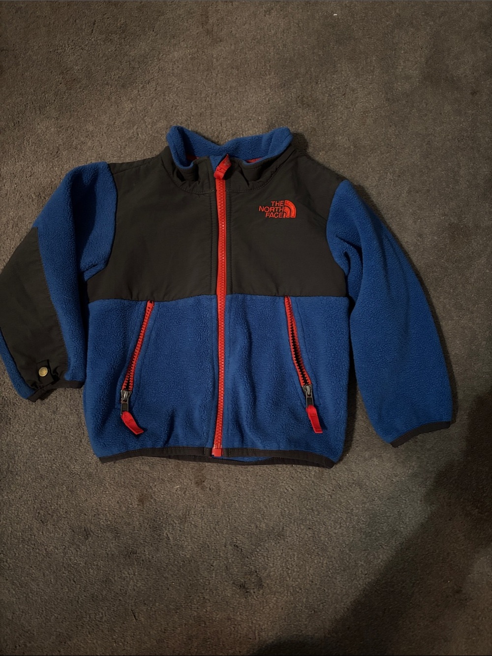 The North Face Blue Denali Fleece Jacket with Orange Trim size 2T boys